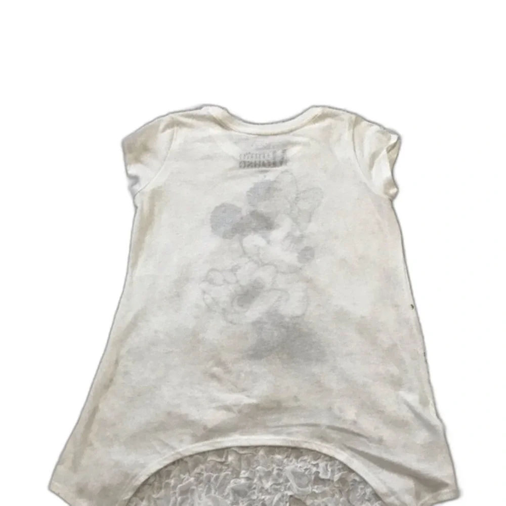Disney kids cream short sleeve glitter Mini top size L disney mouse mickey
